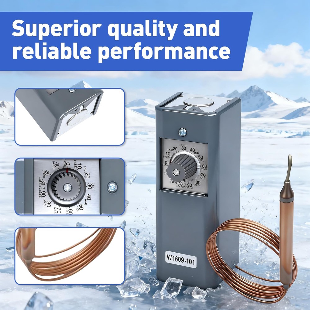 W1609-101 Refrigeration Thermostat Temperature Controller Remote Control Bulb...