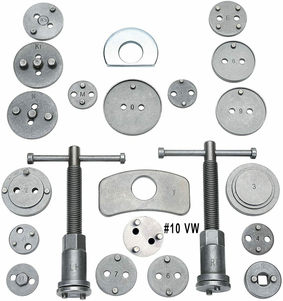 22PC Pro Disc Brake Caliper Compressor Rewind Wind Back Tool Set Piston Pad Kit