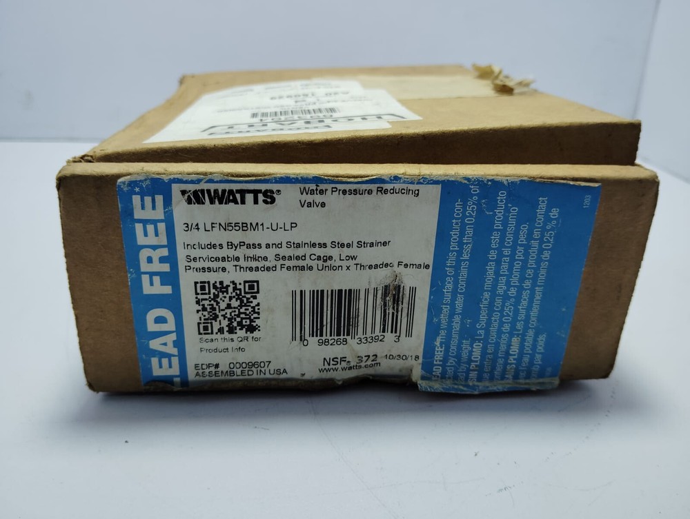 WATTS WATER PRESSURE REDUCING VALVE 3/4 LFN55BM1-U-LP
