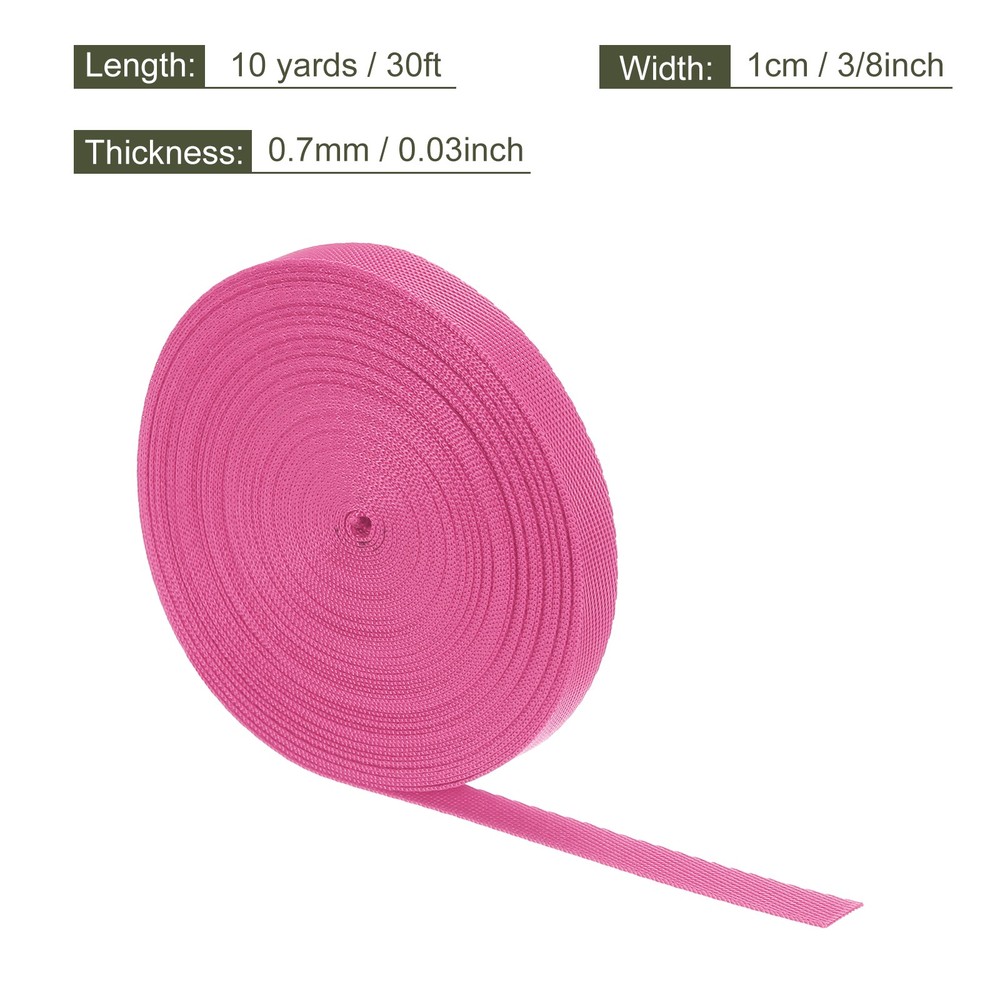 Flat Nylon Webbing Strap 3/8 Inch 10 Yards Rose Red for Backpack