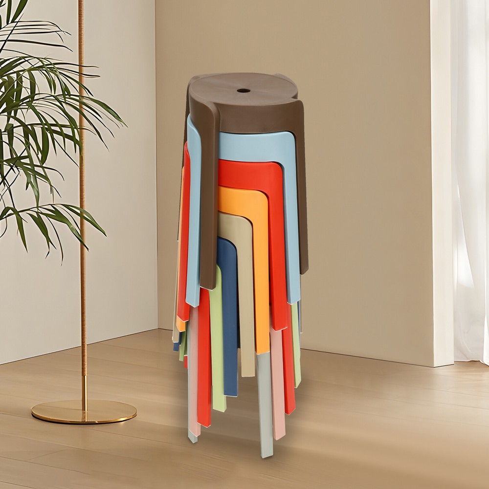 Plastic Stool Counter Kitchen Stools 18'' Set of 4 Backless Stackable Bar Stools