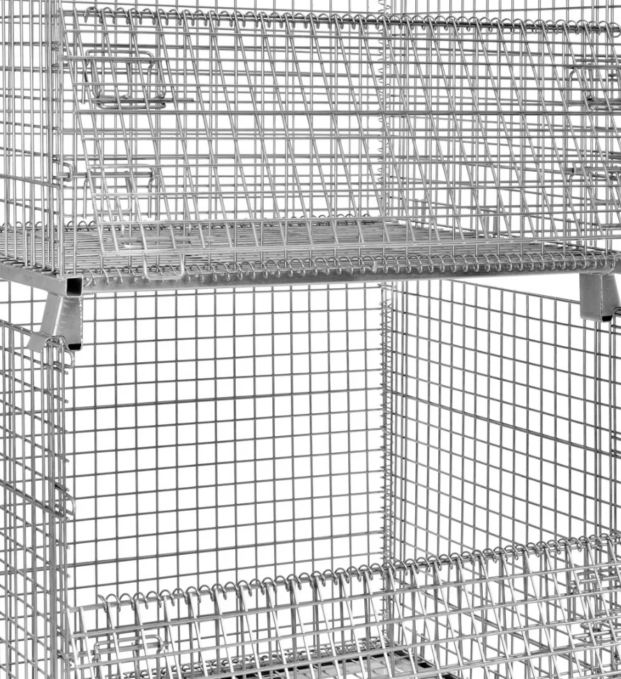 1 Collapsible Stackable Container Wire Mesh Warehouse Shipping Pallet Cage
