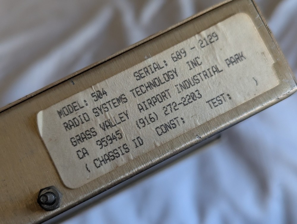 Radio Systems Technology 504 Aviation Audio Management untested Serial 689-2129