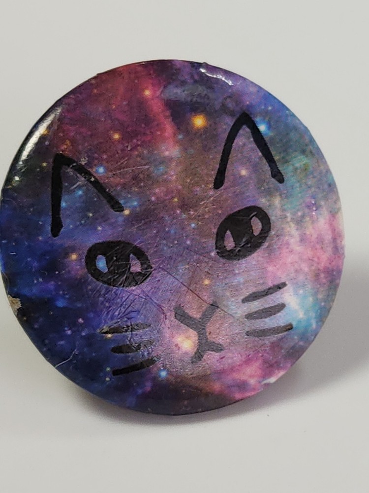 Cat Drawing In Space Button Pin 1.25"