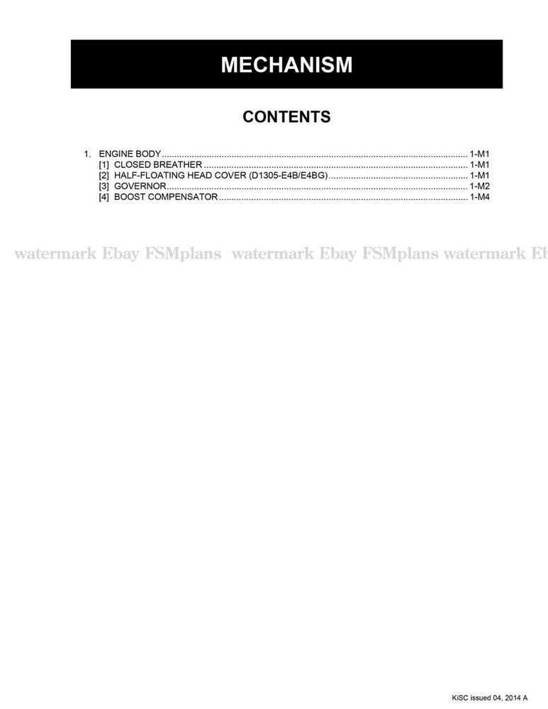 Kubota Engine 05-E4B 05-E4BG Workshop Service Manual