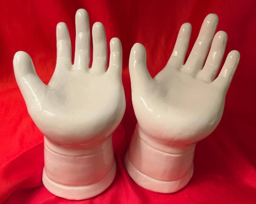 Two WHITE HANDS Bookends