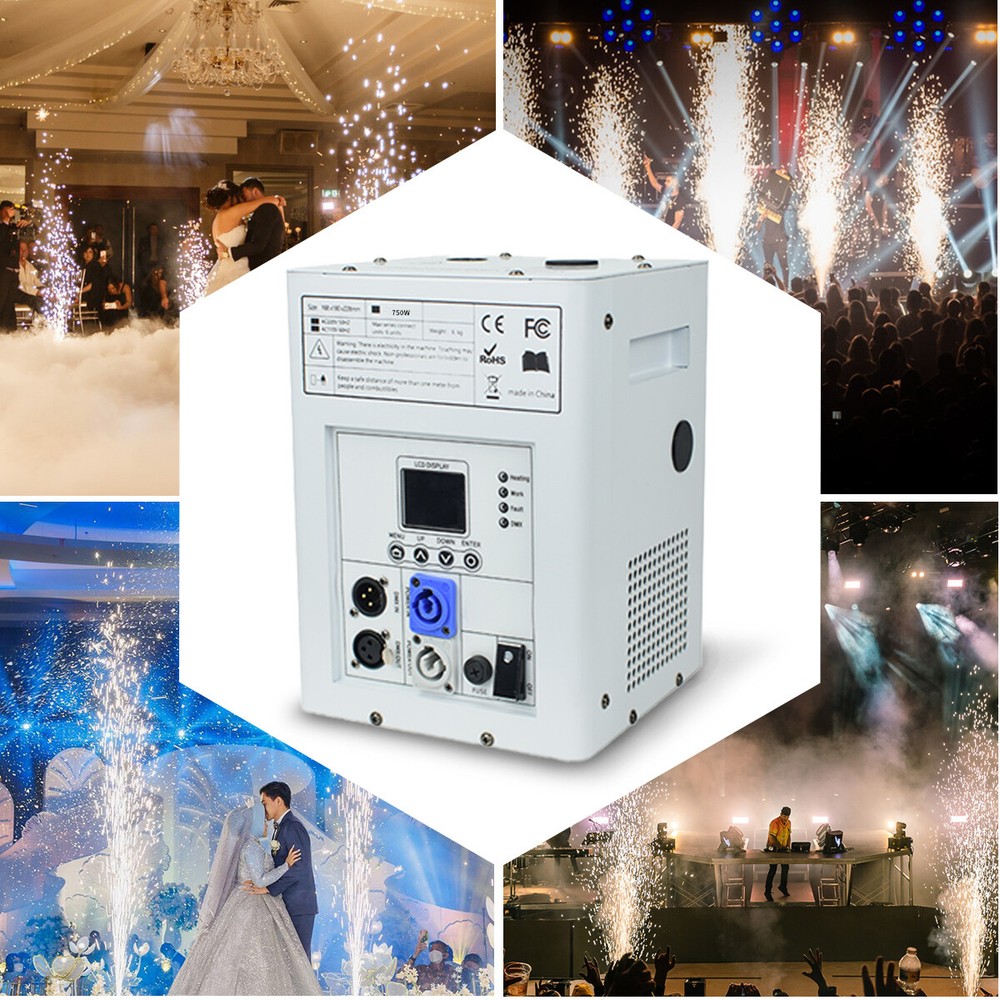 2PCS 750W Cold Spark Machine Stage Effect Firework Machine with Road Case