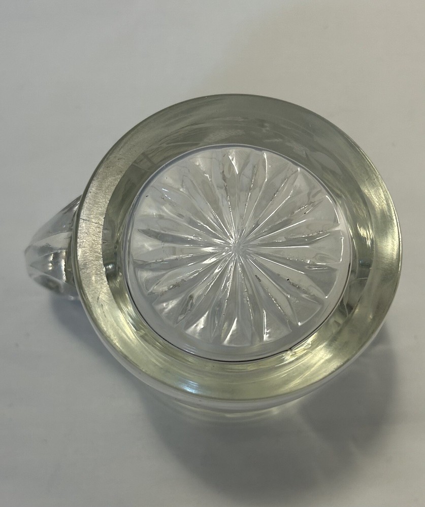 Etched Flower Clear Glass Creamer