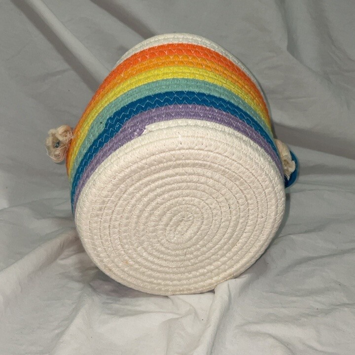 Rainbow coiled rope basket
