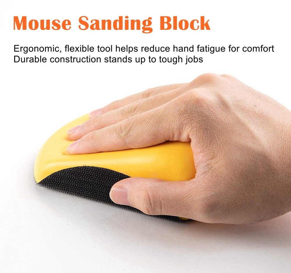 2x 5 in Mouse & Round Foam Hand Sanding Blocks Pad Hook Loop Discs Backing Plate