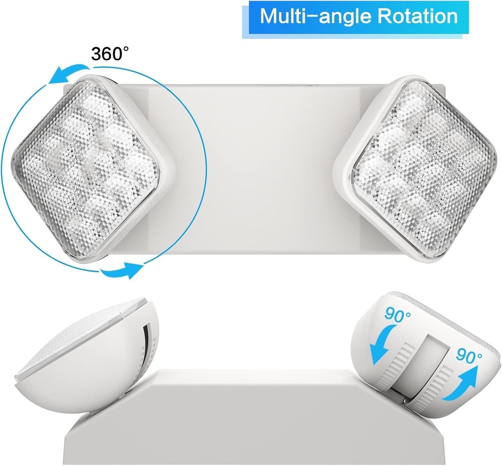 LED Emergency Light Commercial Adjustable 2 Head Battery Backup UL Listed 6 Pack