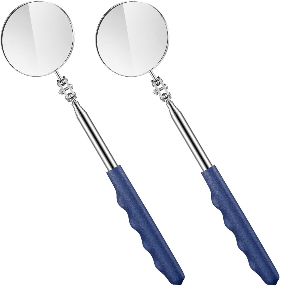 2 Pack Round Telescoping Inspection Mirror Mechanics Mirror Tool for Technician