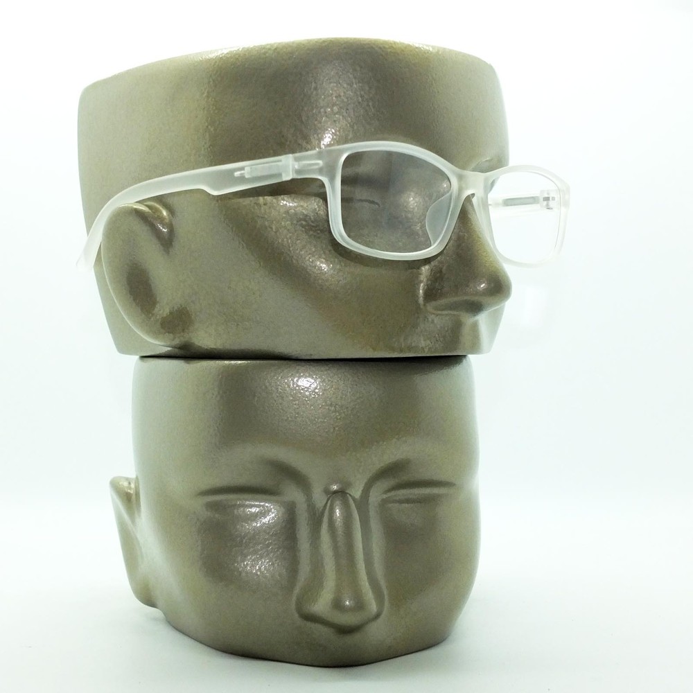Reading Glasses Broadcaster Rectangle White Frost Frame Spring Hinge +2.00 Lens