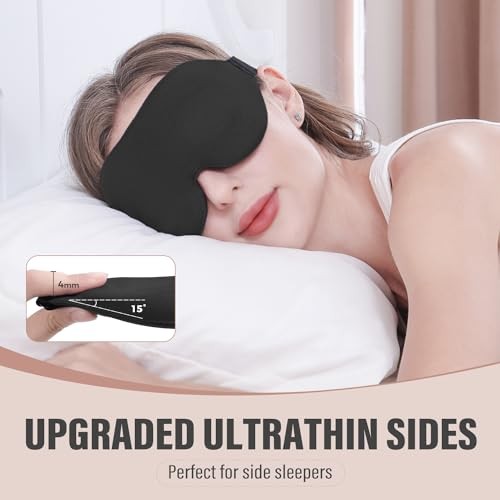 Sleep Mask for Side Sleeper, Complete Light Blocking 3D Sleeping Eye Black