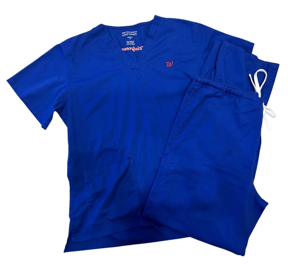 Walgreens Navy Blue Scrub Set Medium Top & Medium Tall Pants Pharmacy Tech