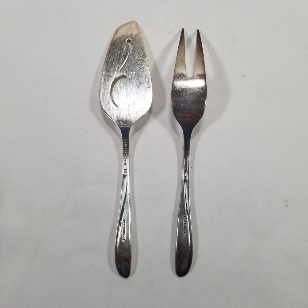 Pie Server & Fork Vintage HOLMES & EDWARDS Silverplate Deep Silver Pattern