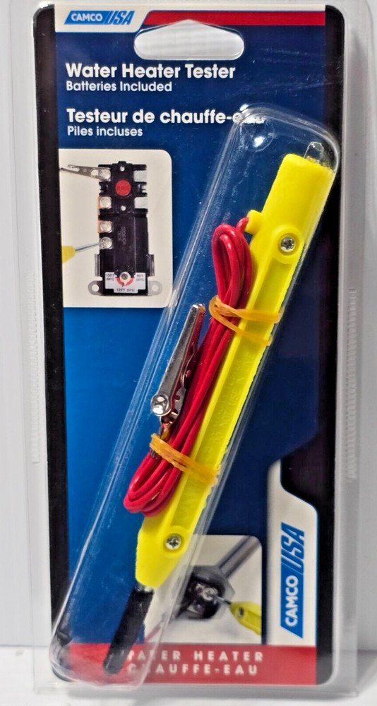 Camco 10023 Water Heater Continuity Tester, W/ Batteries, Yellow - NEW