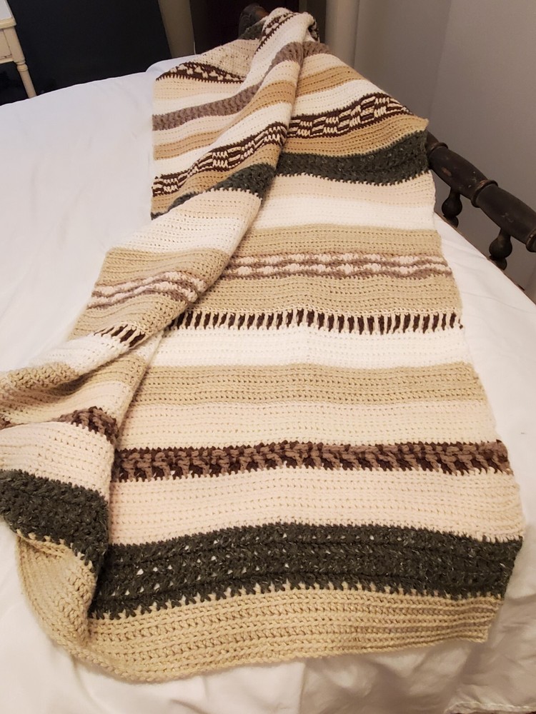 Beautiful Handmade Earth Tone Textured Crochet Throw