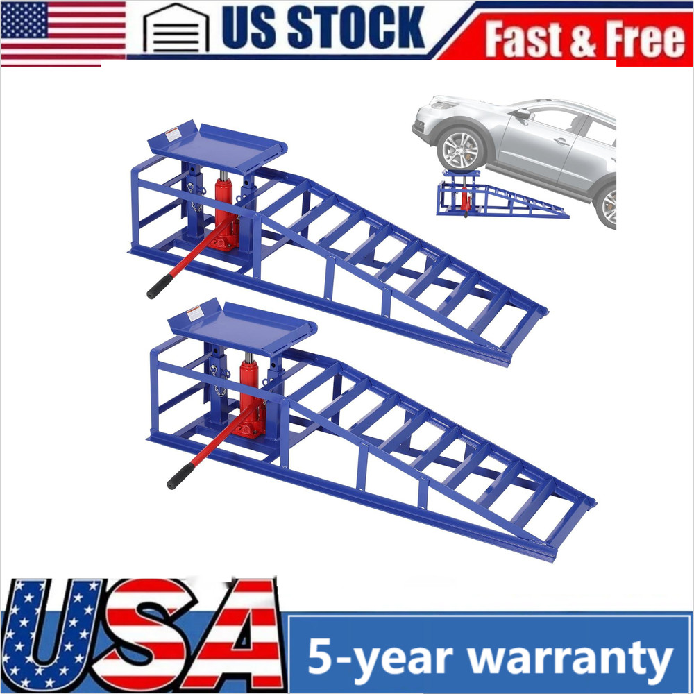 2PCS 11000LBS Heavy Duty Car Truck Service Hydraulic Lift Vehicle Ramps Set