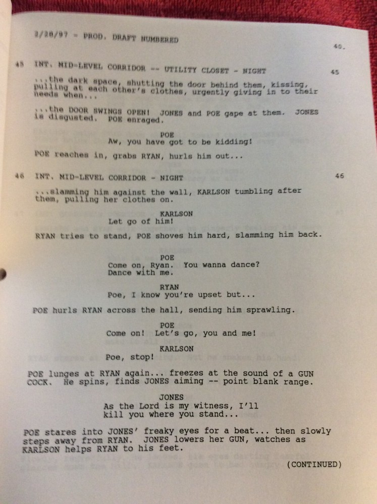 ORIGINAL SCRIPT LEGION PARKER STEVENSON COREY FELDMAN RICK SPRINGFIELD RARE