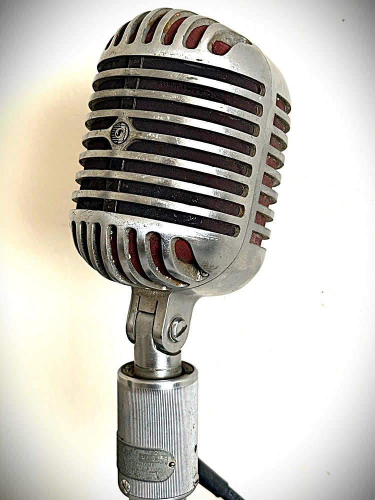 1950's Shure 556B Dynamic Microphone, working, includes adapter cable-stand-HEAR