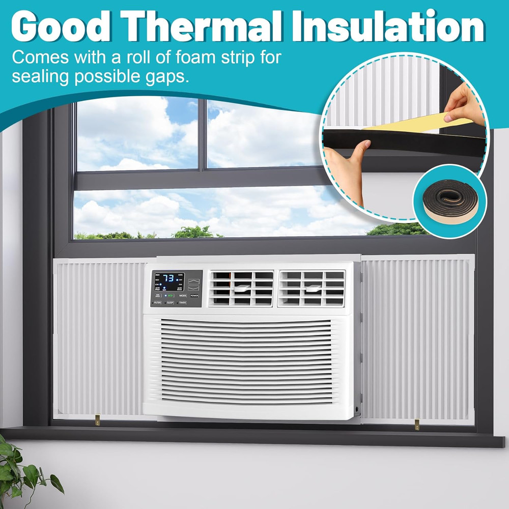 Window AC Side Panel with Frame, Adjustable Air Conditioner Side Panels for Wind