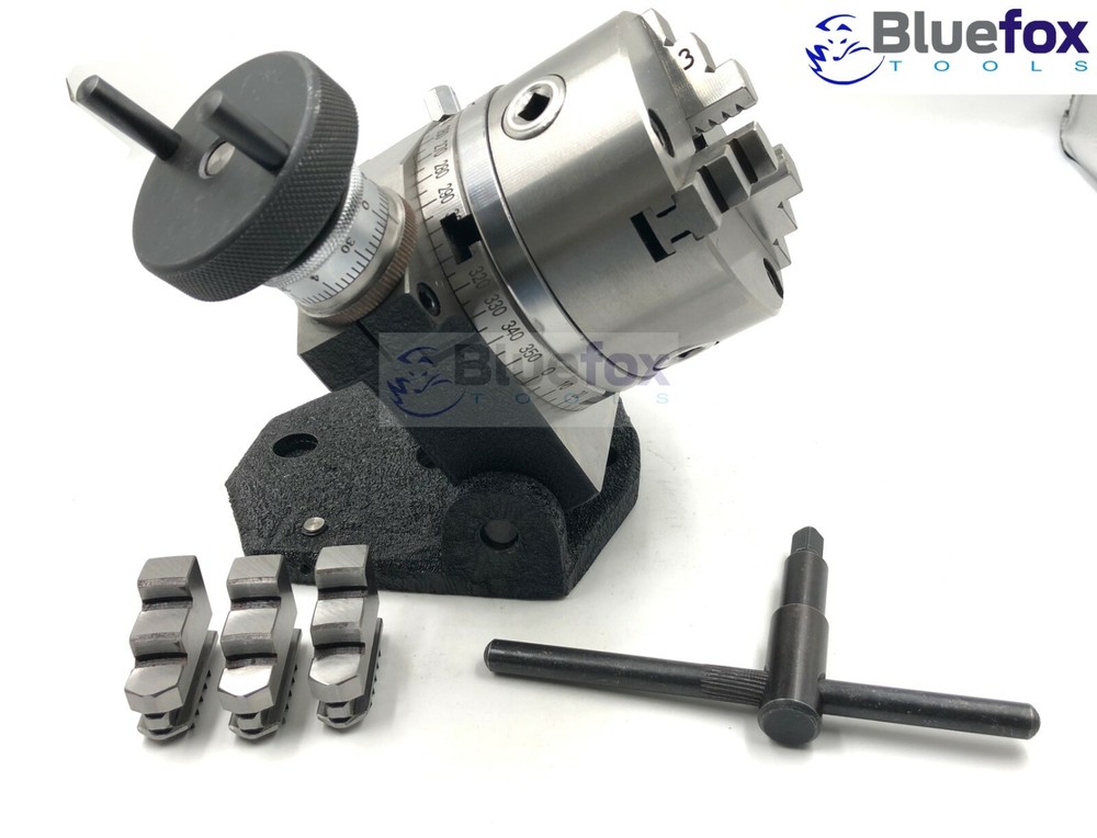 4" TILTING ROTARY TABLE WITH 100 MM SELF CENTERING CHUCK + BACKPLATE