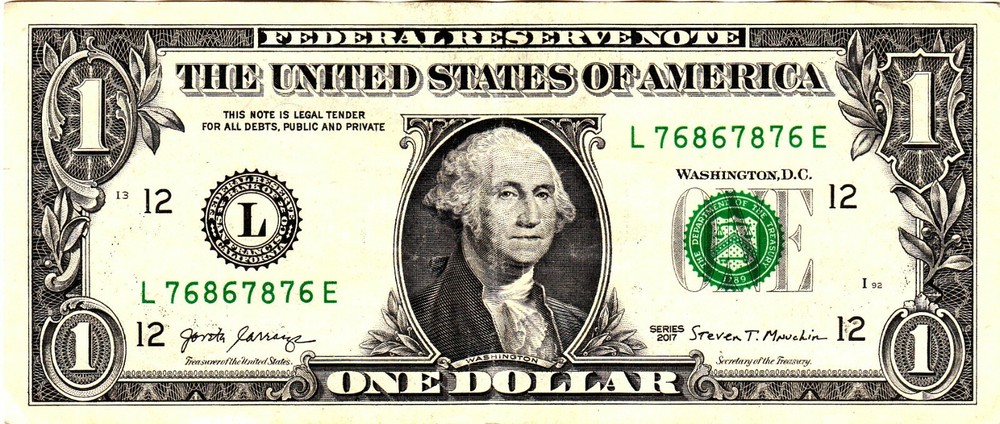 $1 2017 Fancy Serial L76867876E