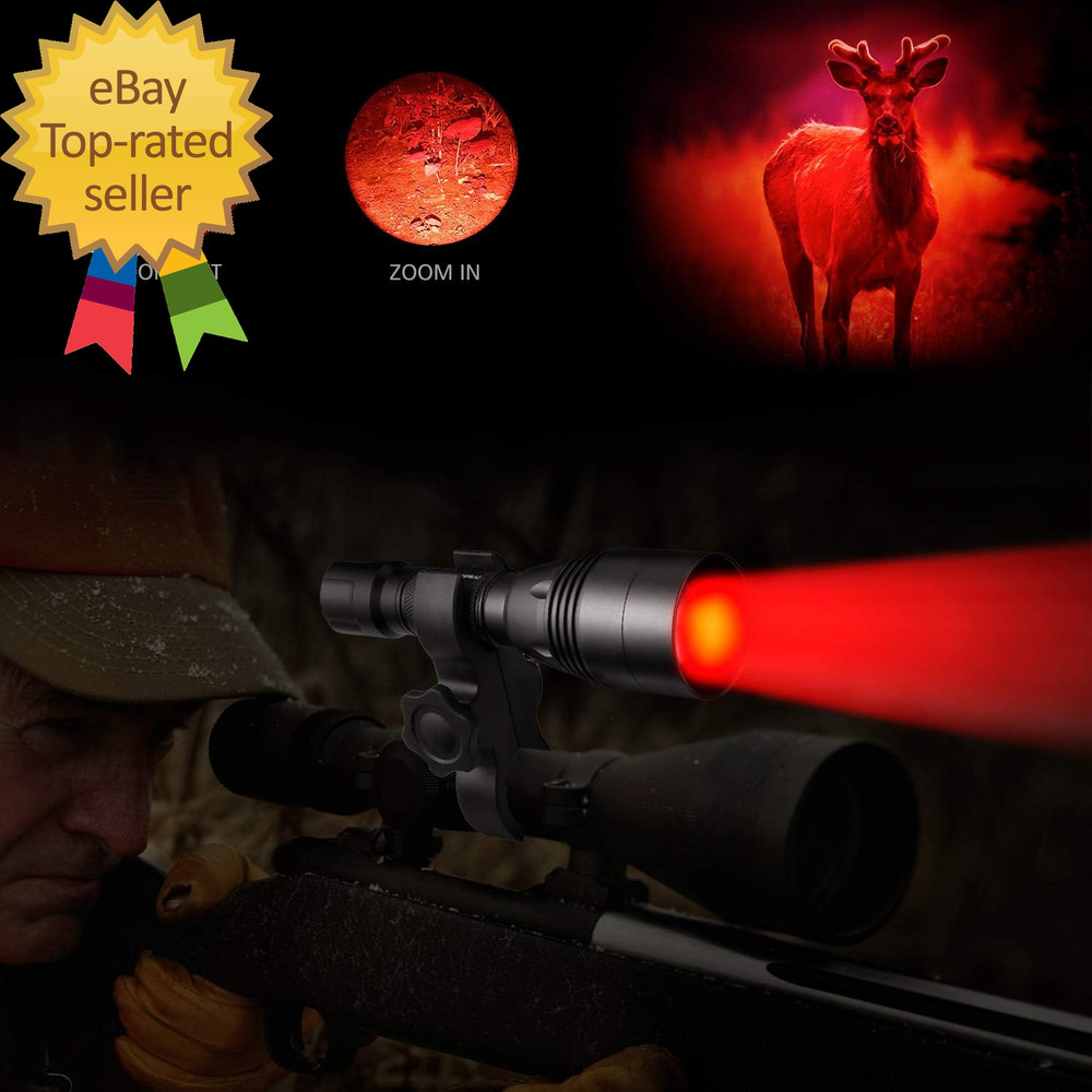 A8Plus Long Range Zoomable Hunting Flashlight Spotlight Kit, Green Red White