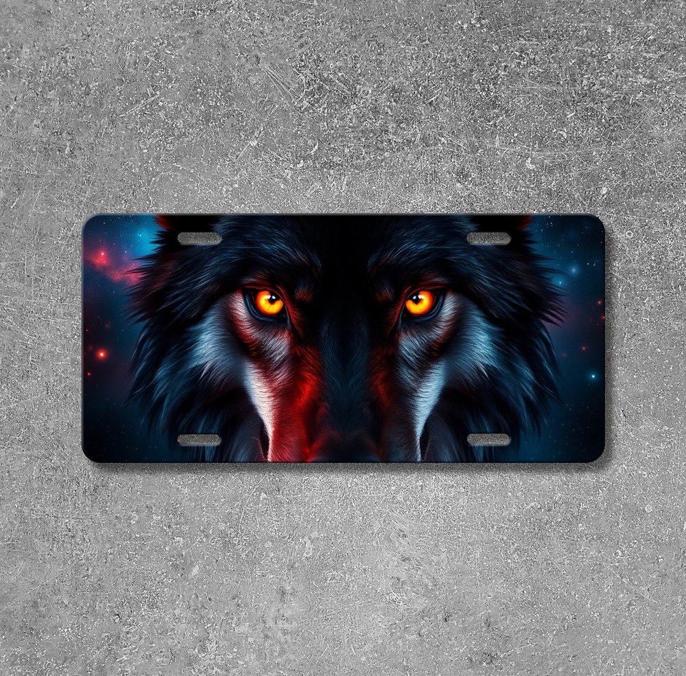 Bold Wolf License Plate Personalized Front Bumper Plate Birthday Gift