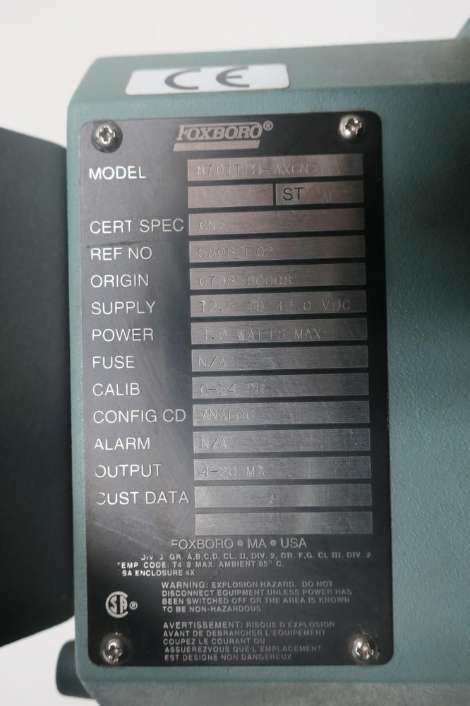 Foxboro 870ITPH-AXCNZ Ph/orp Transmitter 0-14ph 12.5-42v-dc