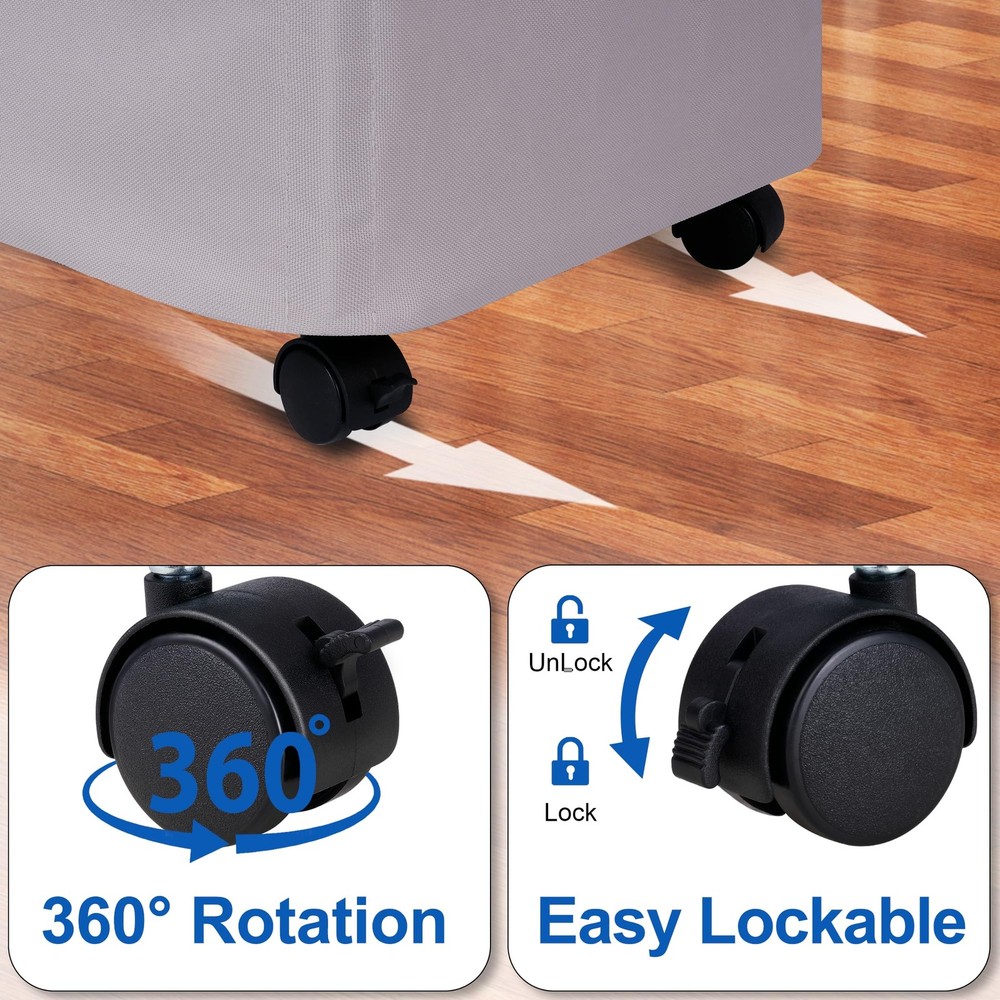 Slim Laundry Hamper with Lid and Wheels Small Rolling Laundry Basket with Han...