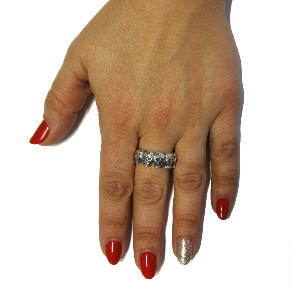 Genuine Plain Sterling Silver Ring Stamped Solid 925 Skulls Band Handmade