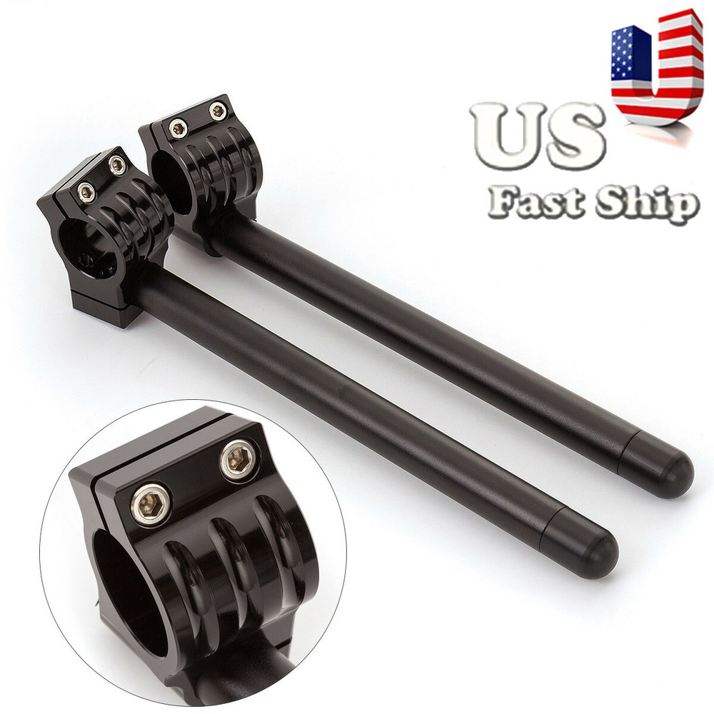 US Ship Universal Regular 50mm Clip Ons clipon Fork Handle Bars Handlebar Black