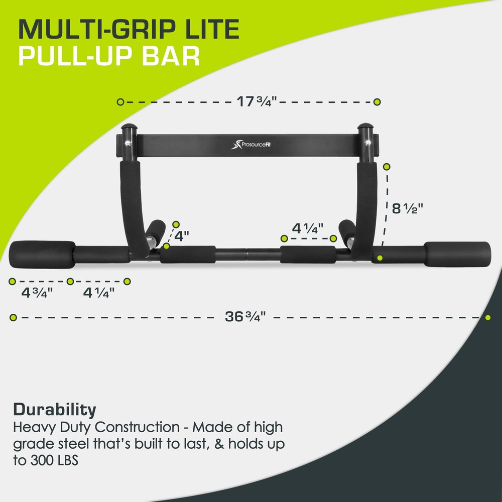 Multi Grip Light Pull Up Bar with Foam Grips for Home Strength Training 300lbs