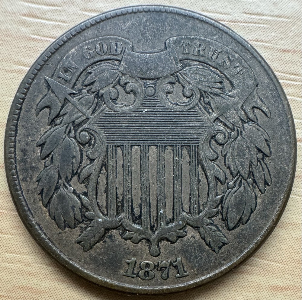 1871 USA 2 Cents Coin