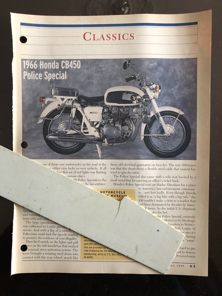 1966 HONDA CB450 POLICE SPECIAL ARTICLE