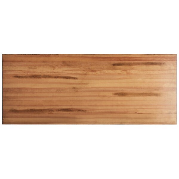 30" x 72" Rectangular Solid Wood Live Edge Restaurant Table Top in Natural Wood