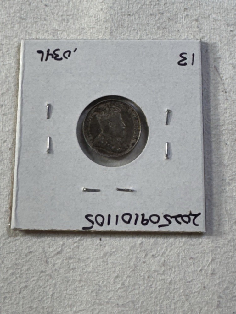 1905 Canada 5 Cents Small Silver Coin Cleaned