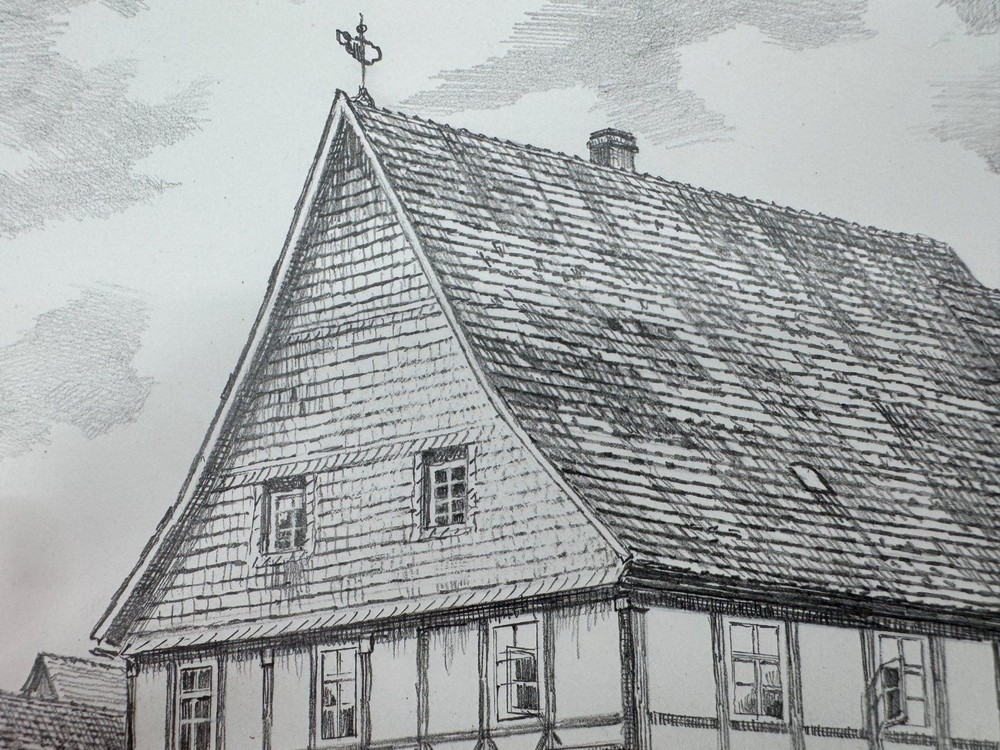 * HEINZ WEHLISCH DRAWING NORTH HARDENBERG SIGNED