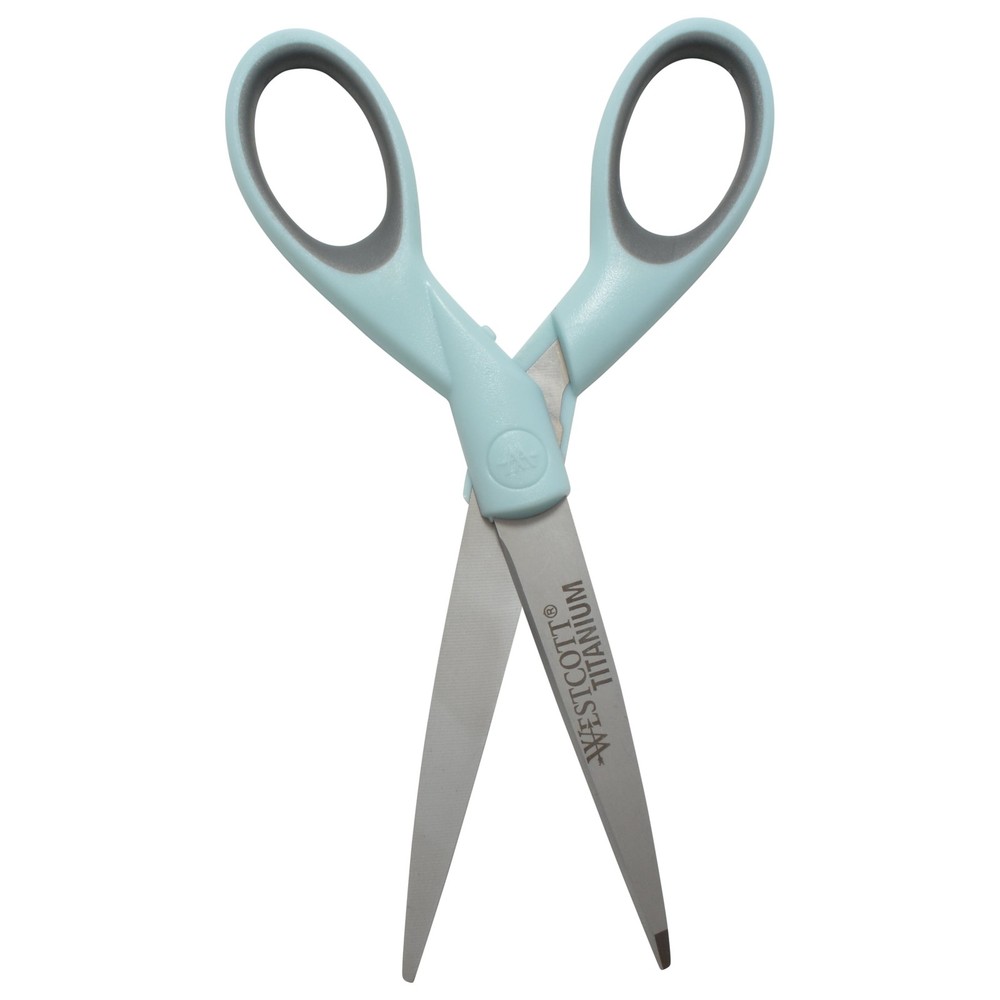Westcott Sewing Scissors, Titanium, 7", Micro-tip, for Craft, Light Blue