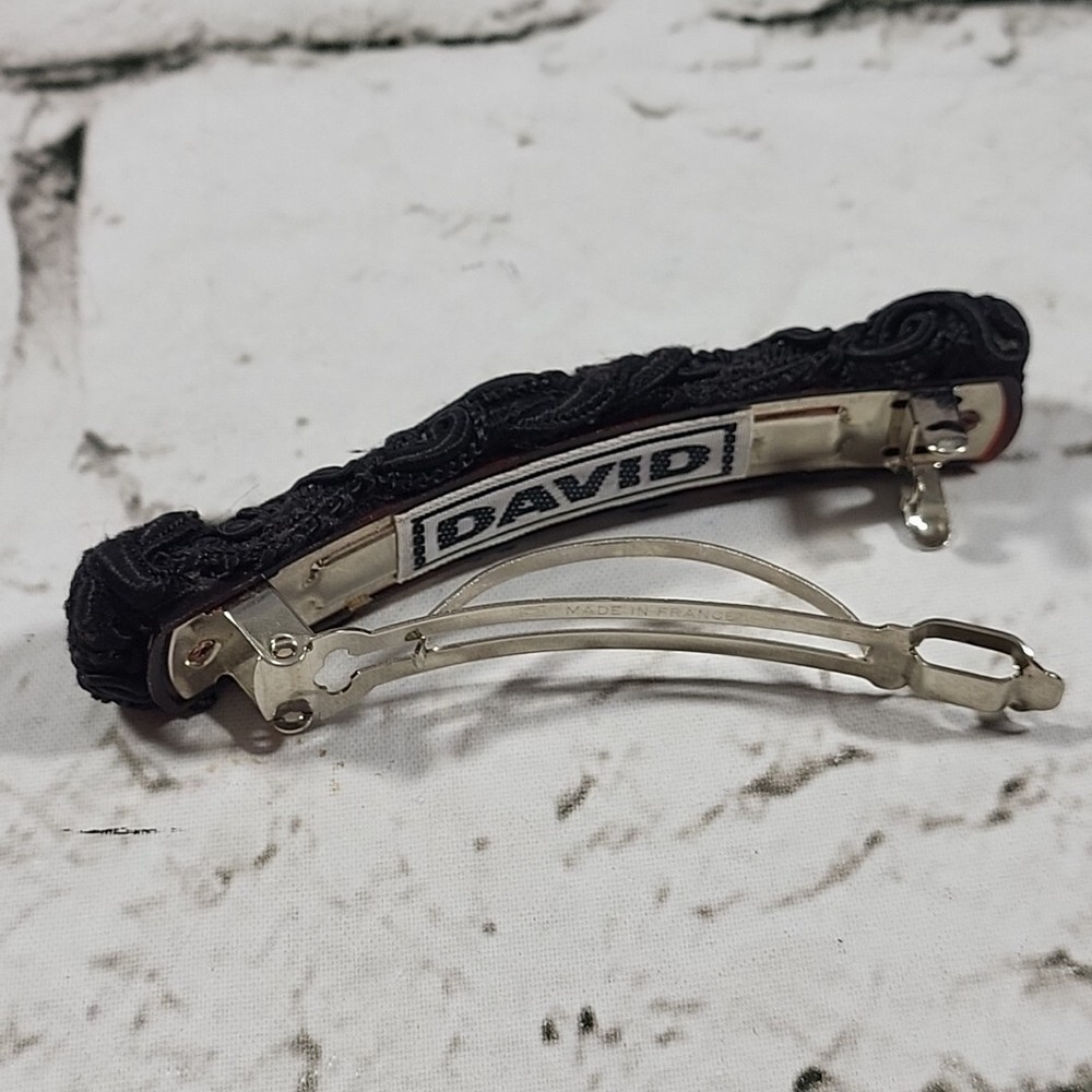 Vintage Barrette Clip Large Black Braided by David