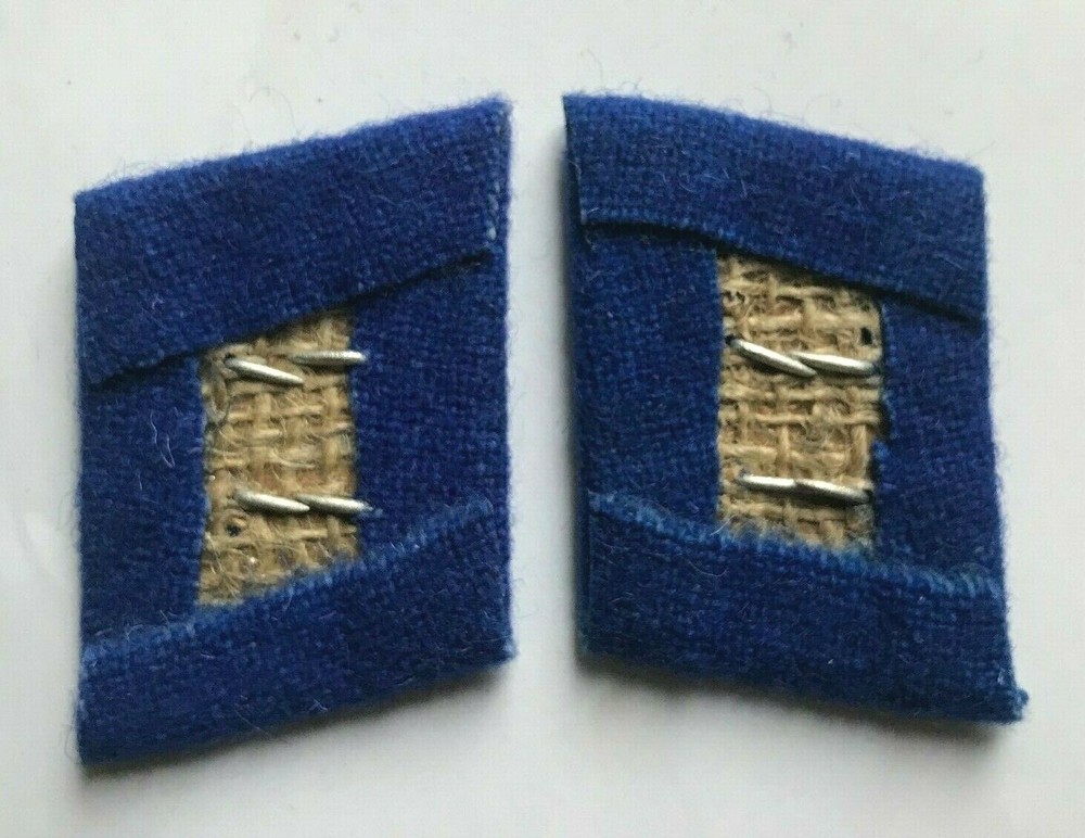 German Luftwaffe MEDIC GEFREITER Collar tabs Metal Gull BLUE background