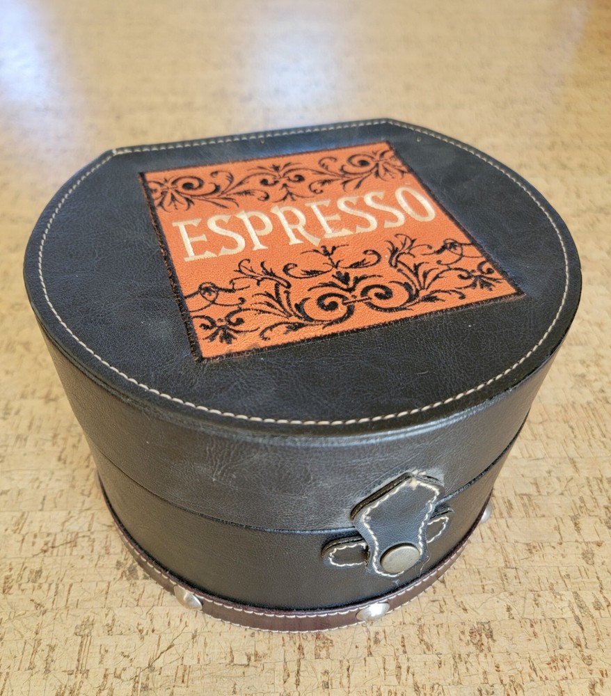 Vintage leather bound espresso storage box