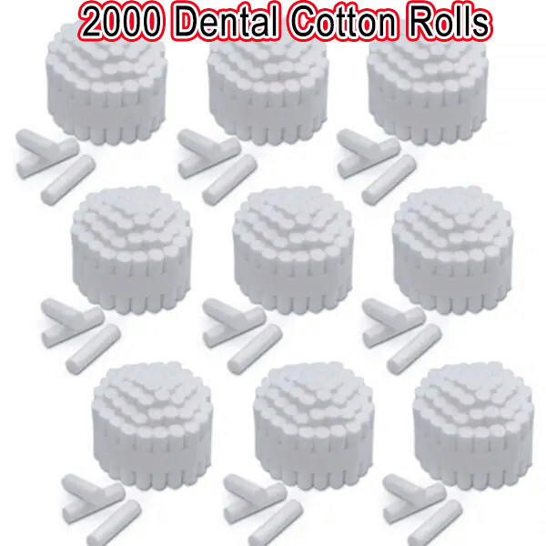 2000x Dental Cotton Rolls Premium Quality Size #2 Medium Nonsterile, 3/8"