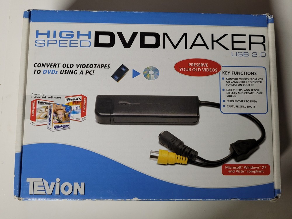Tevion High Speed DVD Maker+ USB 2.0 Convert Videotapes to DVDs Using PC