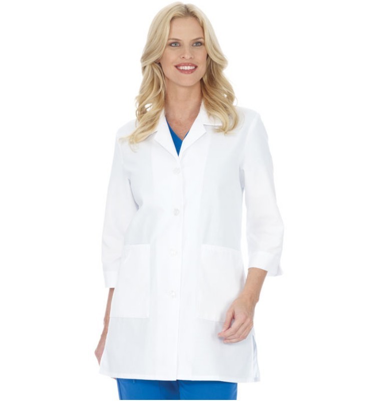 Meta Fundamentals 2 pocket 33" length women's lab coat  - White  - MEDIUM