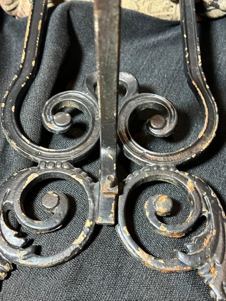 Antique Old Cast Iron Vanity Dressing Table Rectangular Bench Cloth Tapestry Top