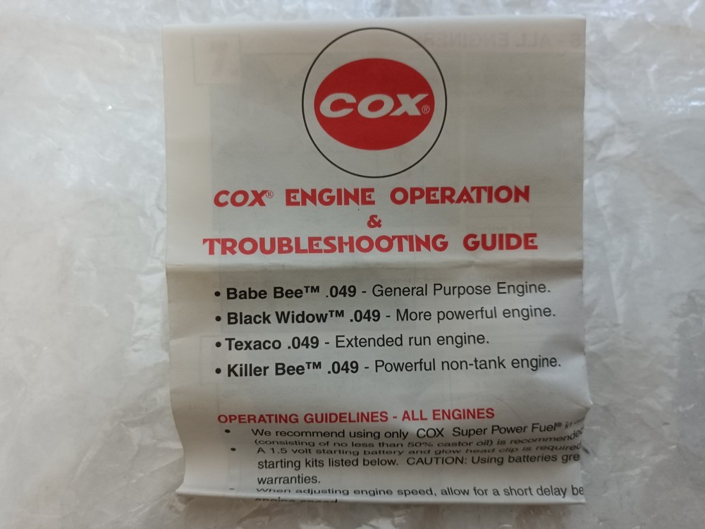 COX TEE DEE .010 No.130 Model Airplane Engine Unused Mint Condition