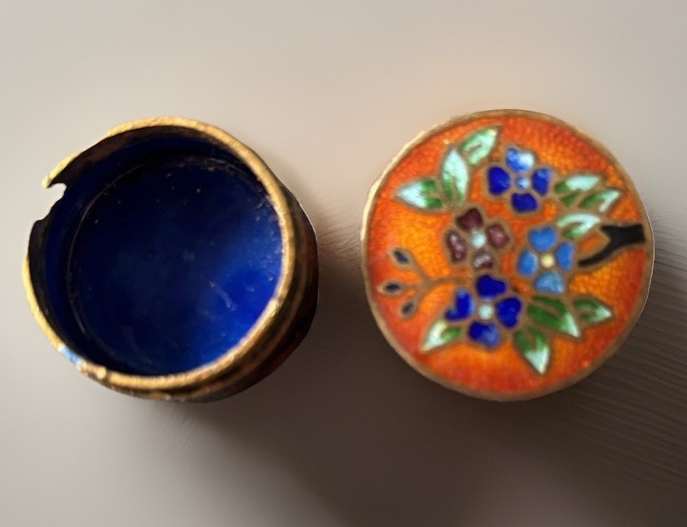 Mini Vintage Hinged Cloisonné Trinket Box